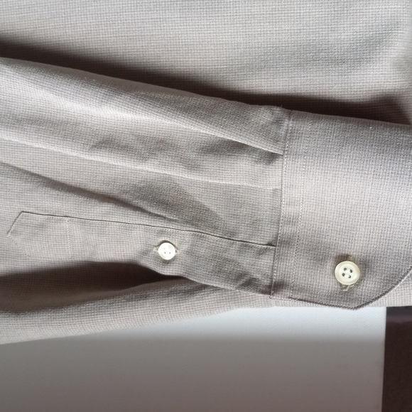 UOMO TALLIA ITALIAN MENS SHIRT Mocha Brown Size Large 15 1/2" - Picture 12 of 15